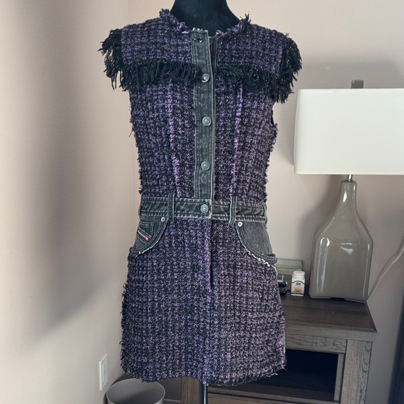 Diesel Black and Purple Tweed Dress - Picture 1 of 10